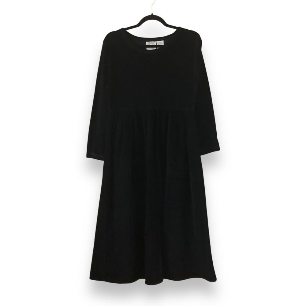 Vintage Erika & Company Black Velvet Long Sleeve Midi Dress Size Small Goth